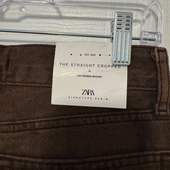 Zara Straight Cropped Distressed Brown Jeans - Picture 4 of 4